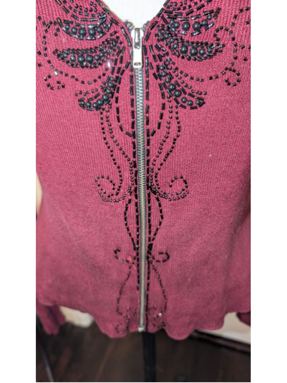 Vintage silk beaded Betsey Johnson cardigan - Picture 8 of 12